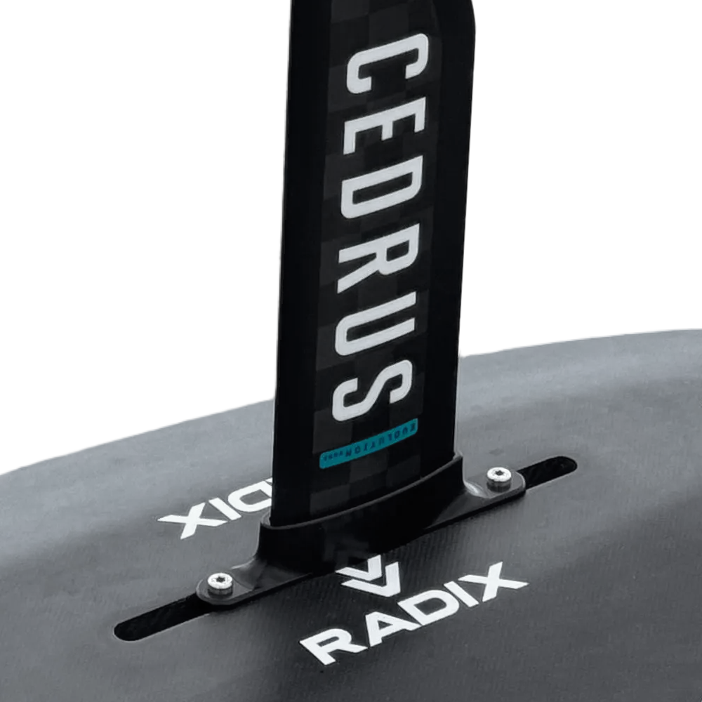Cedrus Evolution Surf carbon mast with Radix board mount installed on an Appletree board